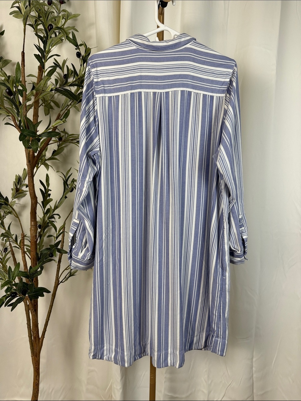 J. Jill Light Blue and White Striped Midi Shirt Dress with Pockets Sz XL (DJ5) - Picture 5 of 9